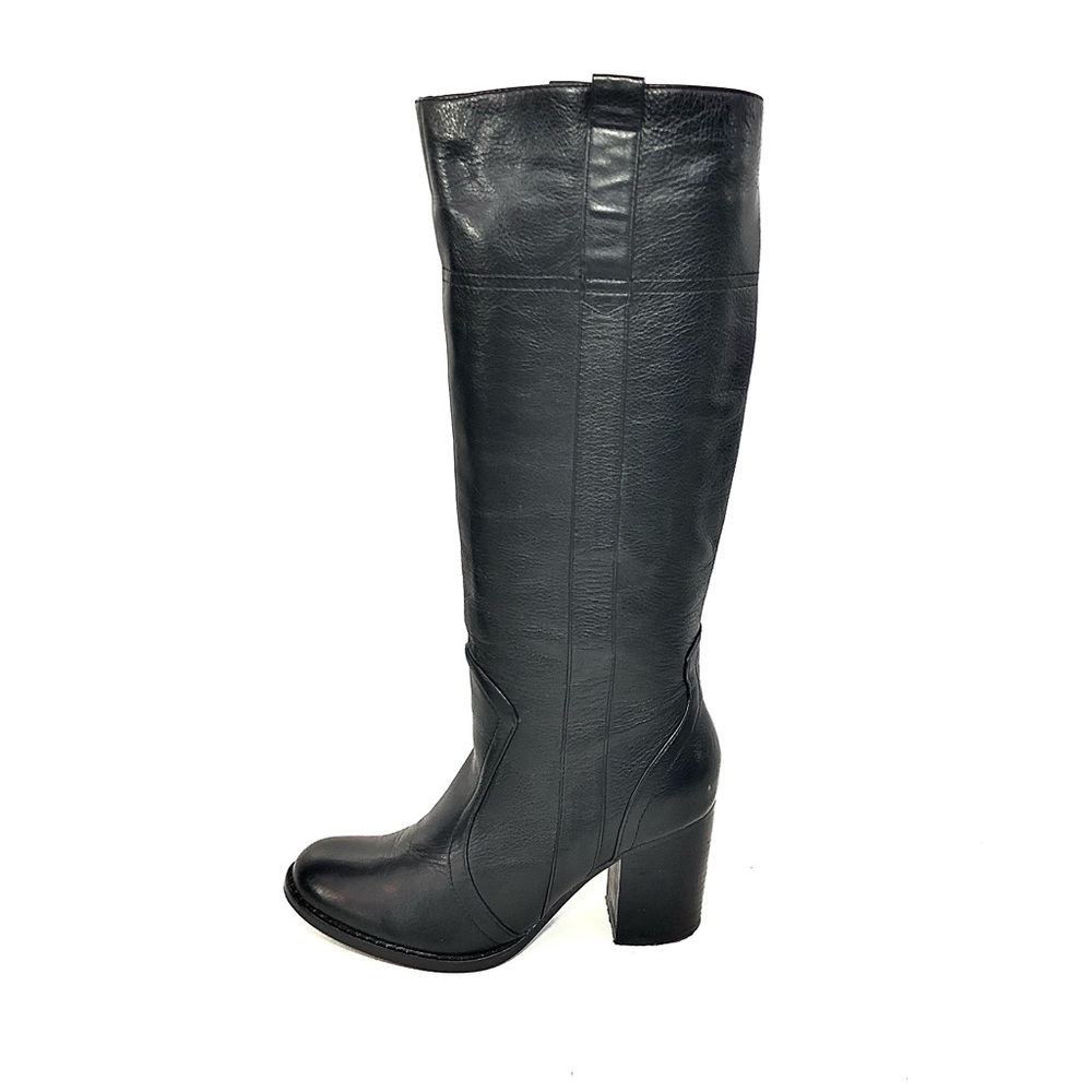 Steve Madden Black Leather Knee-High Heeled Boots - Picture 8 of 12